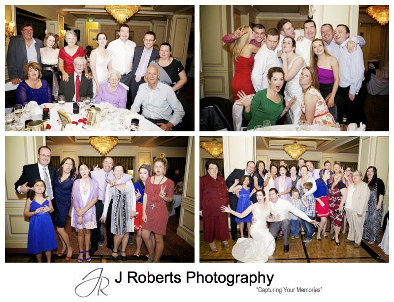 Crazy group photos during wedding reception - sydney wedding photography